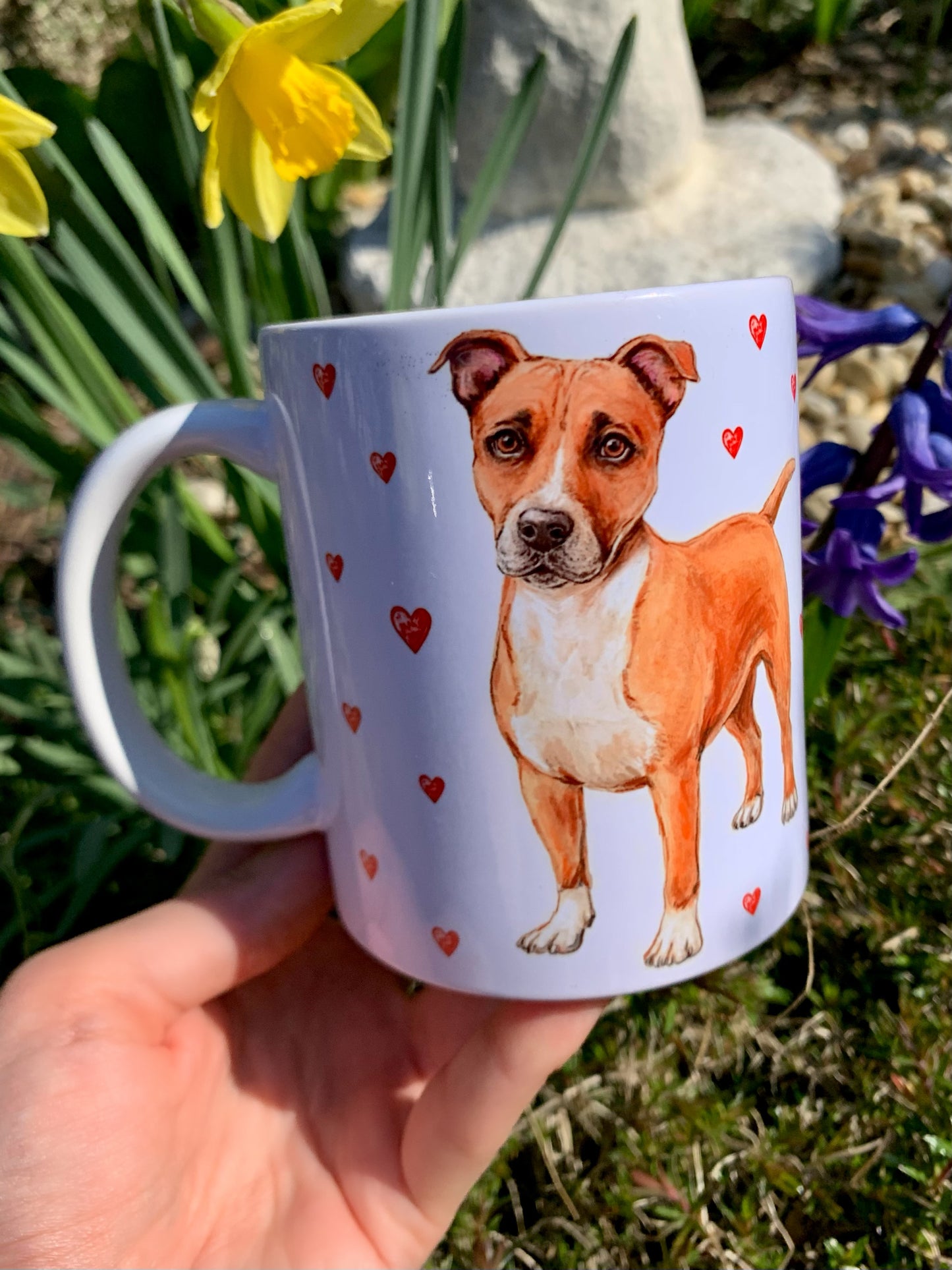Staffordshire bullterrier bögre - Kézzel festett Staffi mintával