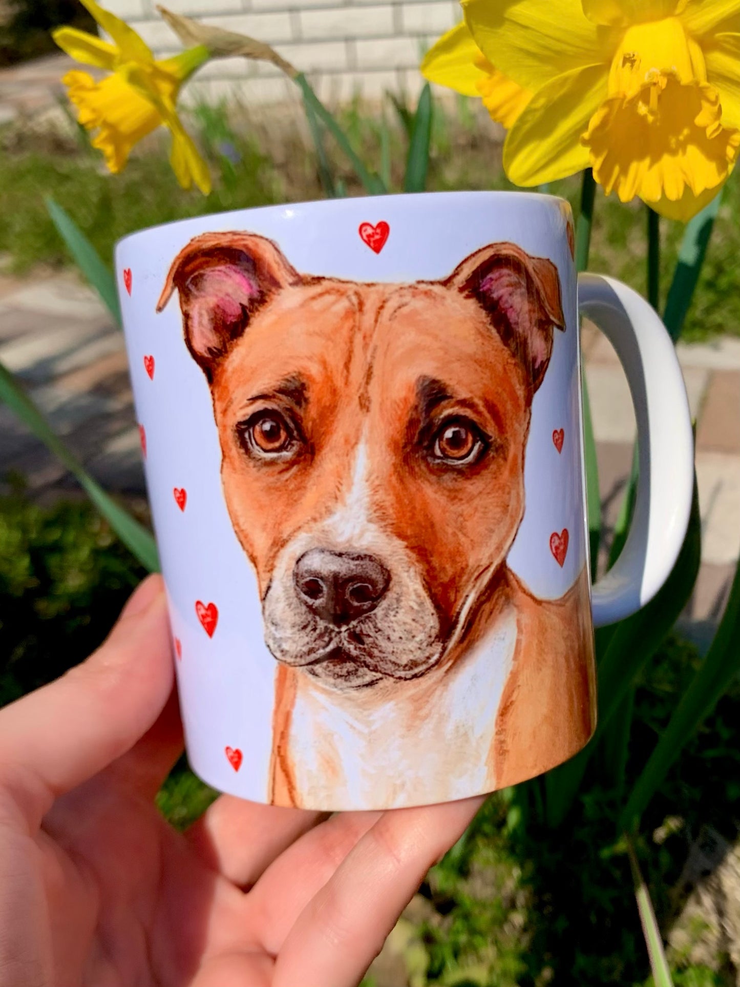 Staffordshire bullterrier bögre - Kézzel festett Staffi mintával