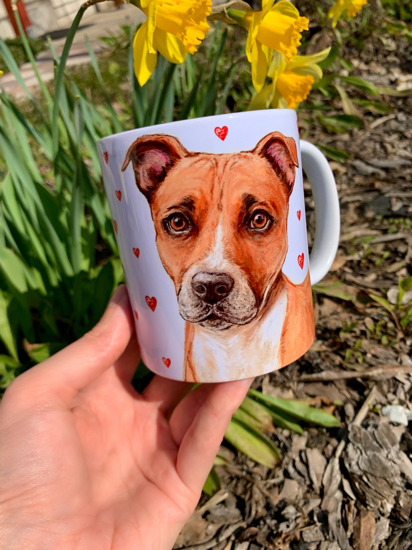 Staffordshire bullterrier bögre - Kézzel festett Staffi mintával