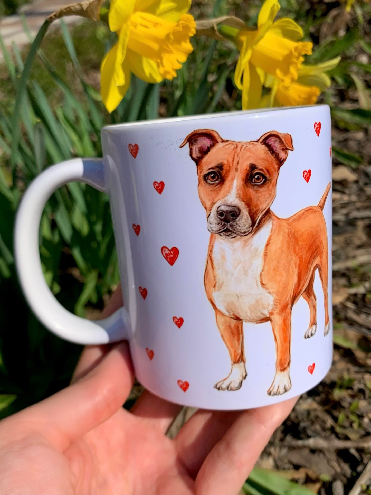 Staffordshire bullterrier bögre - Kézzel festett Staffi mintával