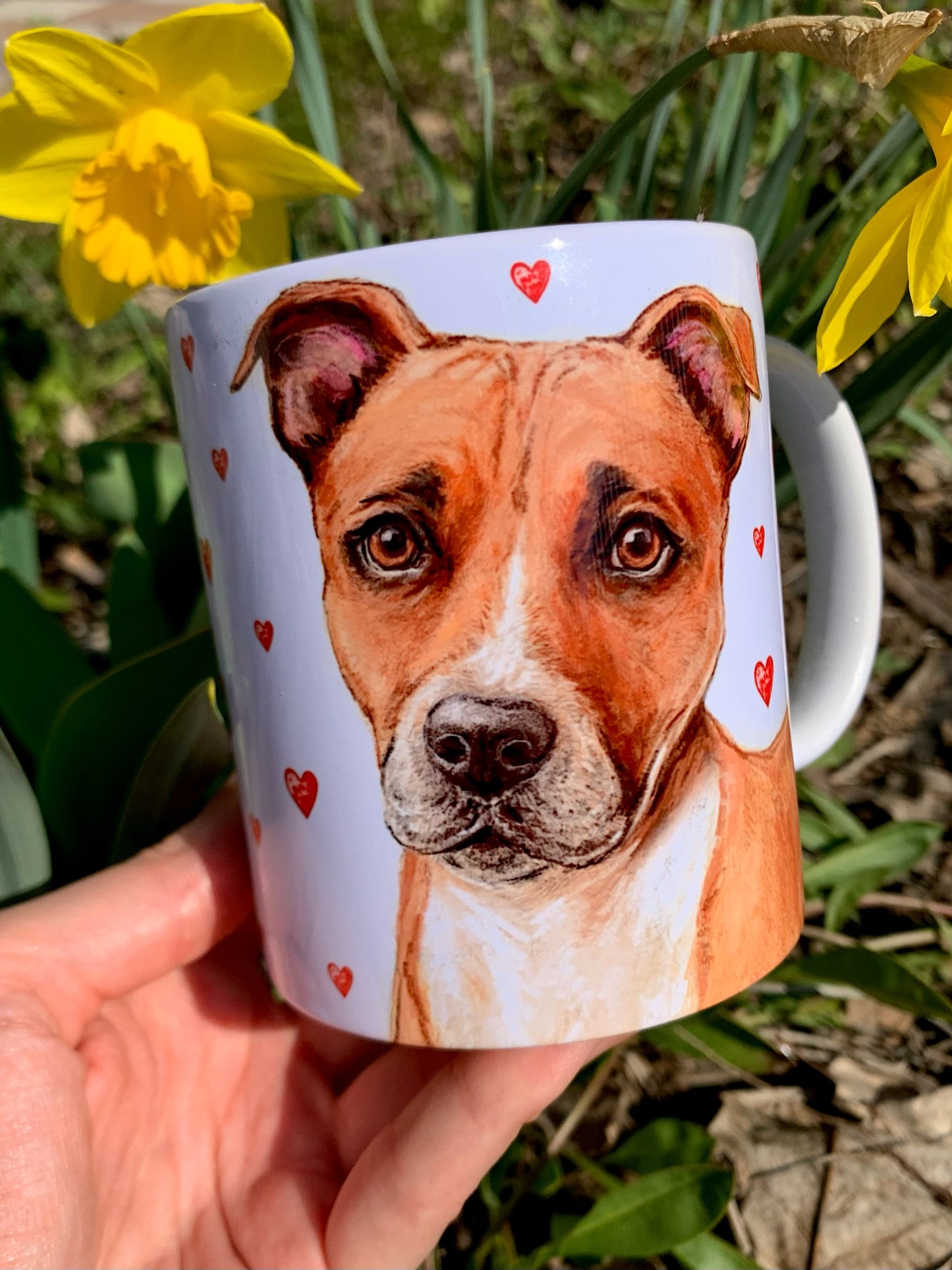 Staffordshire bullterrier bögre - Kézzel festett Staffi mintával
