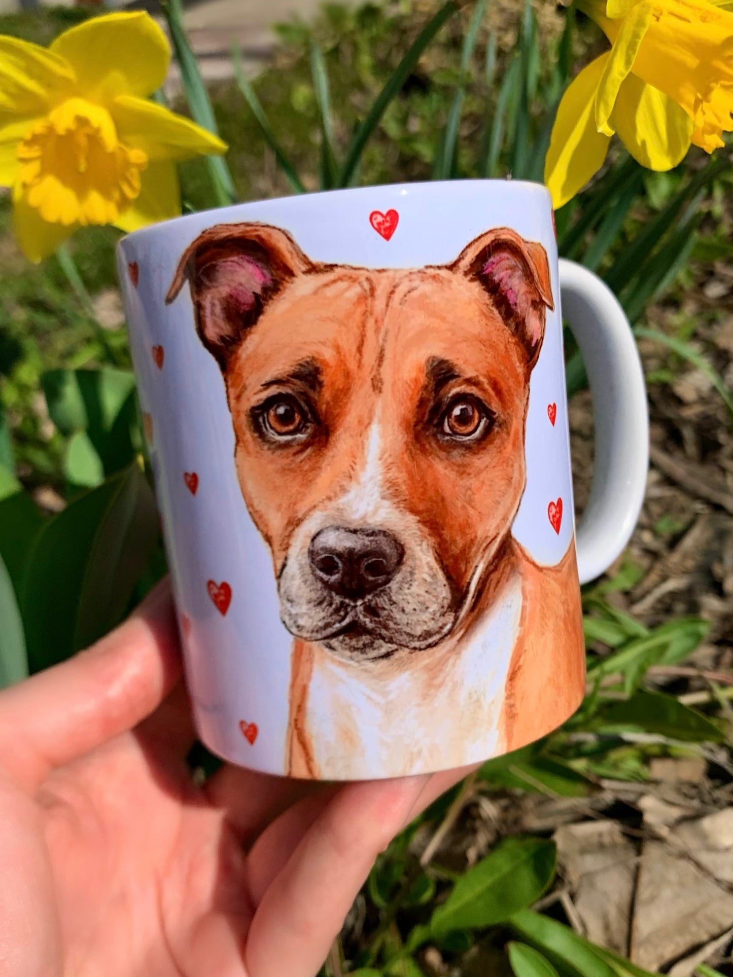 Staffordshire bullterrier bögre - Kézzel festett Staffi mintával