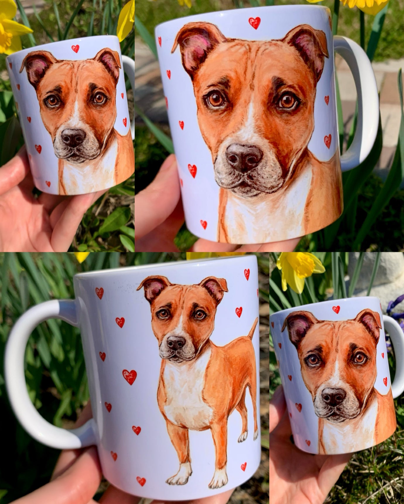 Staffordshire bullterrier bögre - Kézzel festett Staffi mintával
