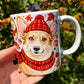 Corgi kutyás bögre - Őszi sálas Corgi mintával és süni mintával