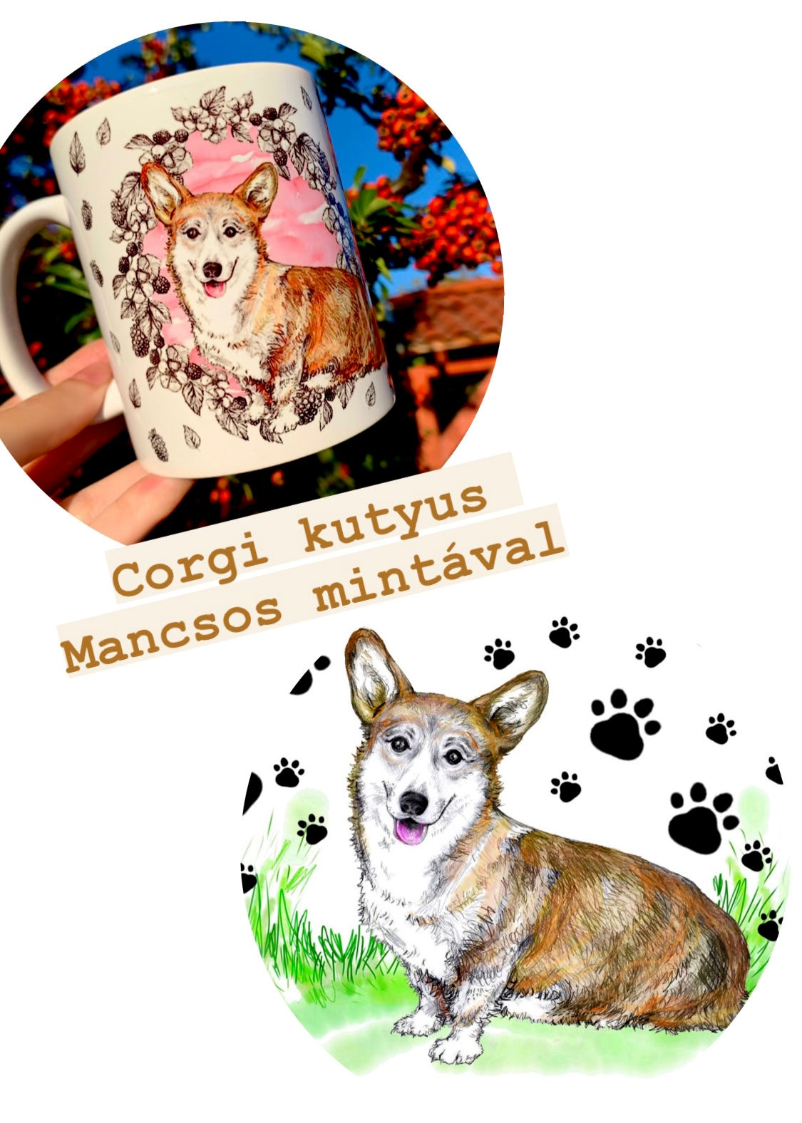 Corgi bögre - Kerámia 2 féle választható mintával