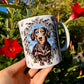 Black and Tan Dachshund mug - Cser Tacskó bögre - Gyümölcsös háttér