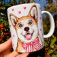Corgi kutya bögre - Corgi kutyus és apró szív mintákkal