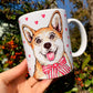 Corgi kutya bögre - Corgi kutyus és apró szív mintákkal
