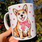 Corgi kutya bögre - Corgi kutyus és apró szív mintákkal