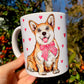 Corgi kutya bögre - Corgi kutyus és apró szív mintákkal