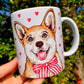 Corgi kutya bögre - Corgi kutyus és apró szív mintákkal