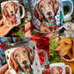 vizslás ajándék kollekció, prémium iparművészeti vizsla grafikákkal és Egyedi vizsla kutyás fém bögre, túrázós akvarell tájjal és részletes, meleg tónusú portréval.
