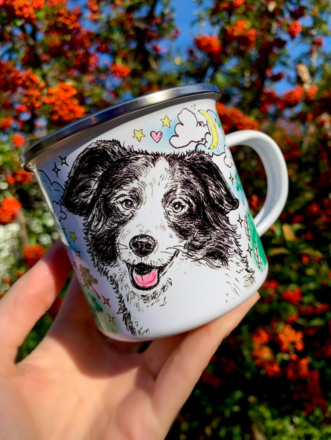 Border Collie bögre - Fém 6 féle választható mintával