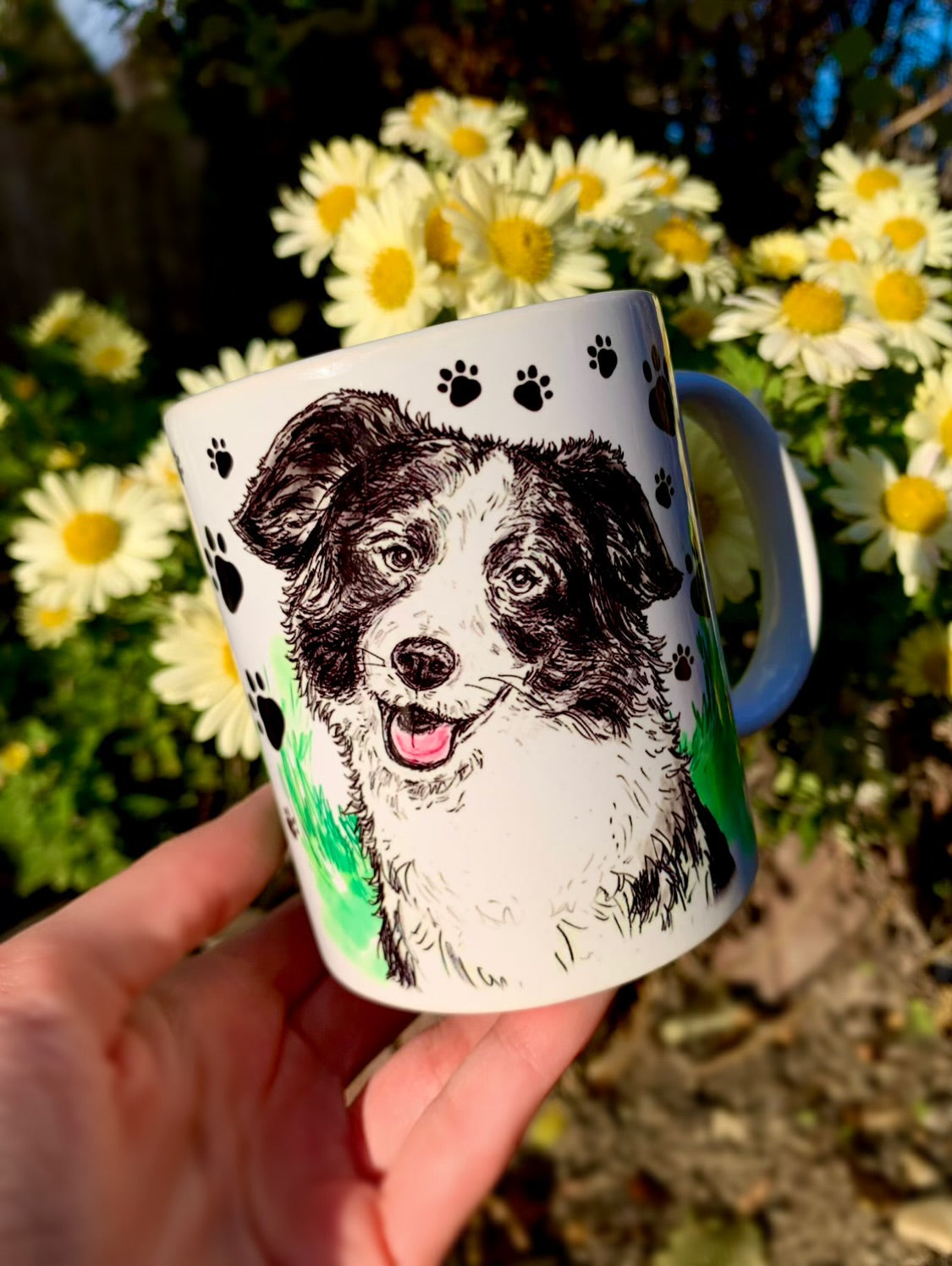 Border Collie bögre - 2 oldalas kutyusos mintával - kerámia