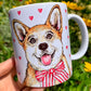 Corgi kutya bögre - Corgi kutyus és apró szív mintákkal