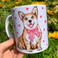 Corgi kutya bögre - Corgi kutyus és apró szív mintákkal