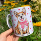 Corgi kutya bögre - Corgi kutyus és apró szív mintákkal