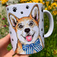 Corgi kutya bögre - Kézzel festett Corgi kutyus és mancsos mintákkal