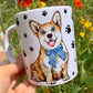 Corgi kutya bögre - Kézzel festett Corgi kutyus és mancsos mintákkal