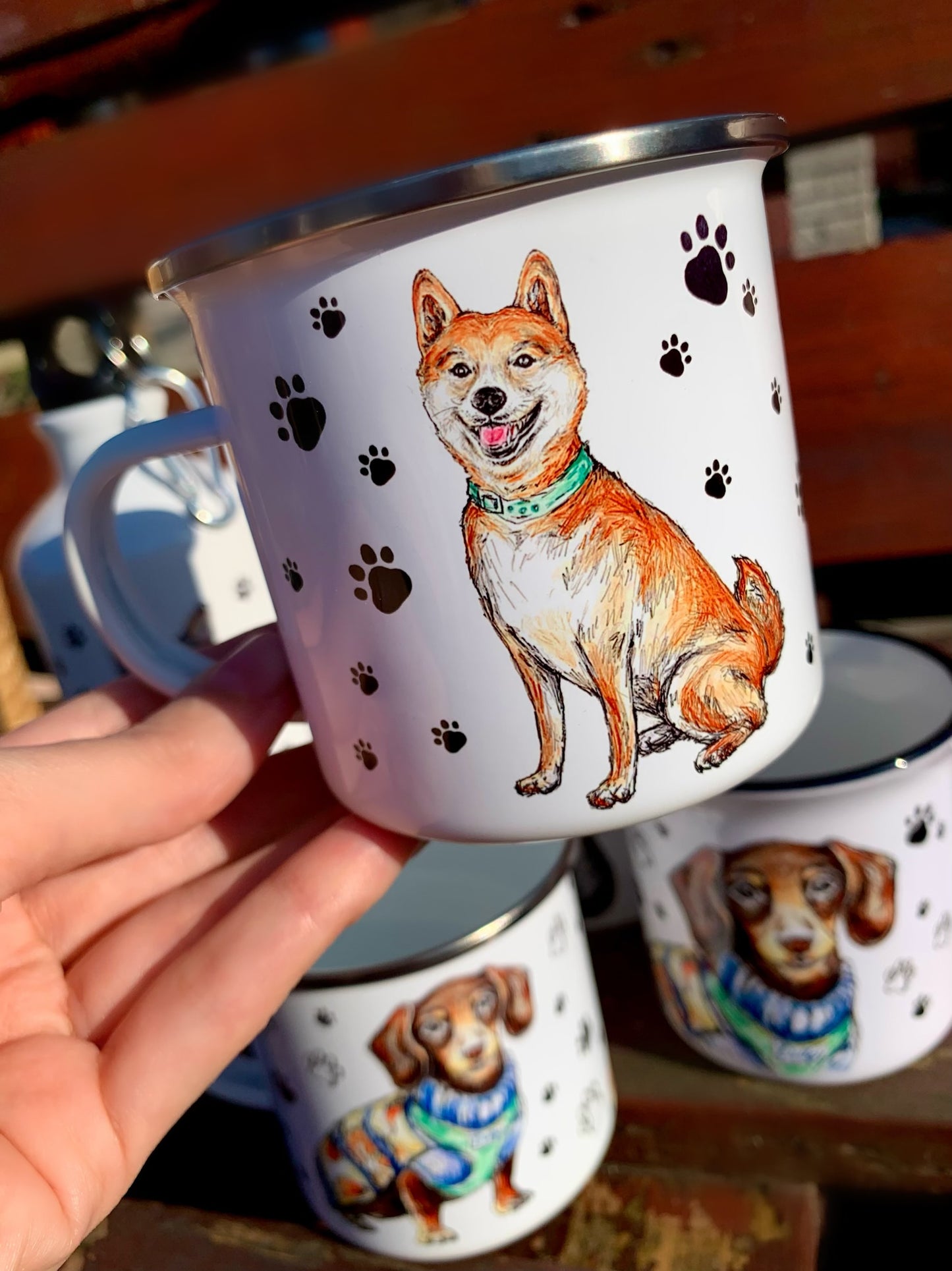 Shiba Inu bögre - 2 féle Shiba Inu kutyussal és mancsokkal