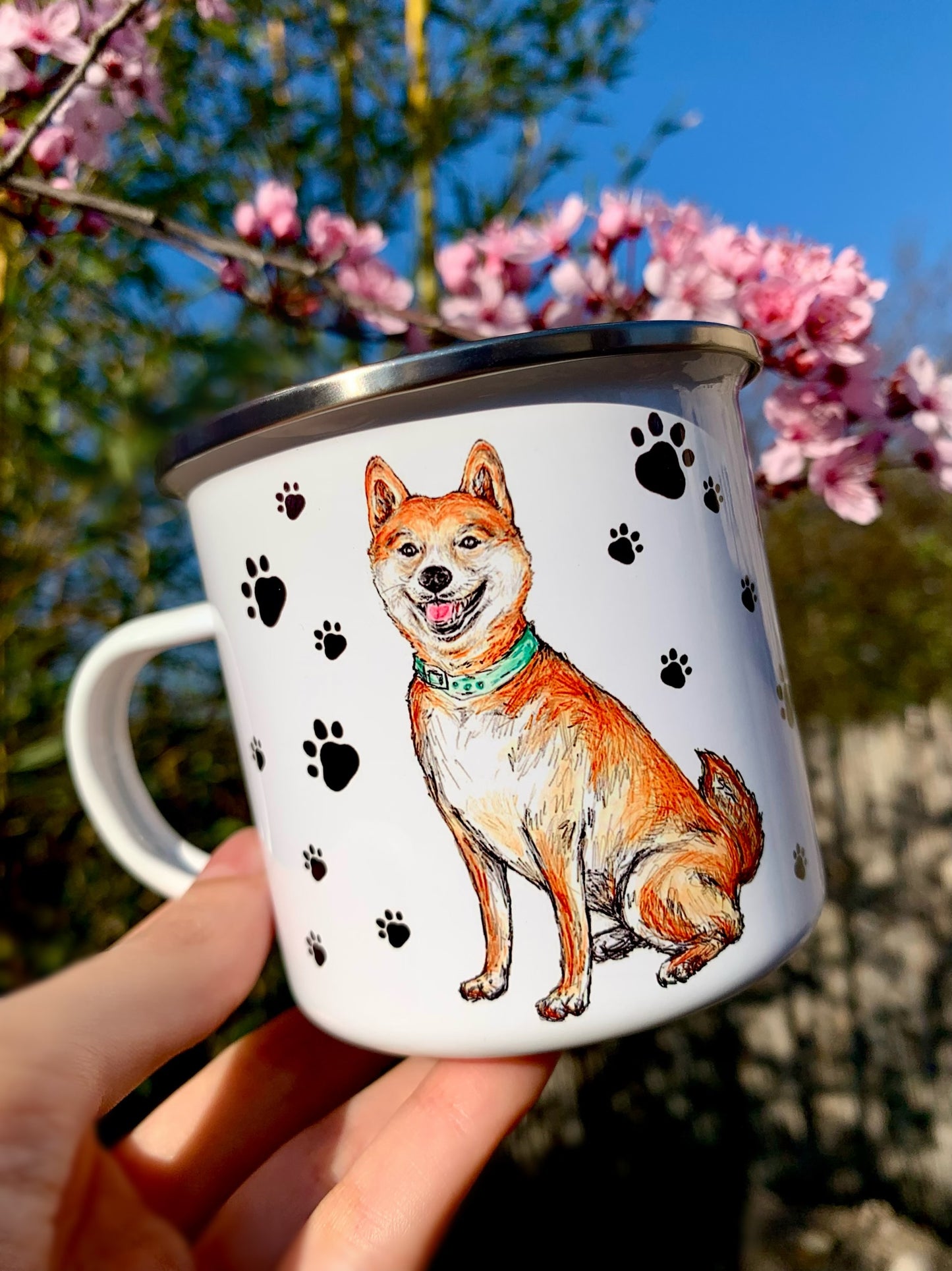 Shiba Inu bögre - 2 féle Shiba Inu kutyussal és mancsokkal