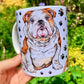 Angol bulldog kerámia bögre – kézzel festett minta ülő kutyával