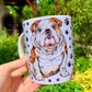Kerámia bögre ülő angol bulldog kézzel rajzolt grafikával