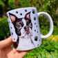 Kézzel készült Boston terrier kutyás bögre apró mancs mintával