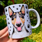 Bullterrier kerámia bögre – Kézzel festett foltos Bullterrier kutya és mancs mintával
