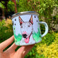 Prémium fém bögre kézzel rajzolt bullterrier grafikával