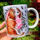 Kerámia bögre Cavalier king chales spániel mintával és gyümölcsös, leveles háttérrel - prémium kézzel festett