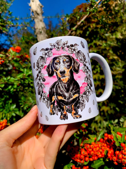 Black and Tan Dachshund mug - Cser Tacskó bögre - 5 féle Szín és háttér