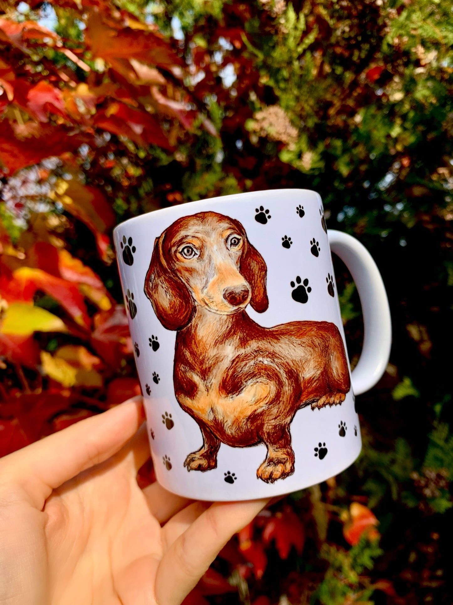 Chocolate brown dachshund mug - Csokibarna Tacskó bögre - Mancsos- Kerámia