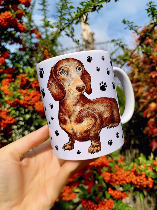 Chocolate brown dachshund mug - Csokibarna Tacskó bögre - Mancsos- Kerámia