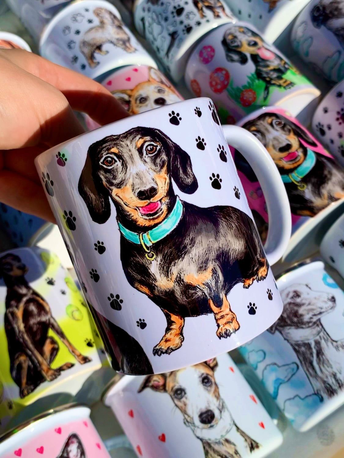 Black and Tan Dachshund mug - Cser Tacskó bögre - Mancs mintával - Kerámia