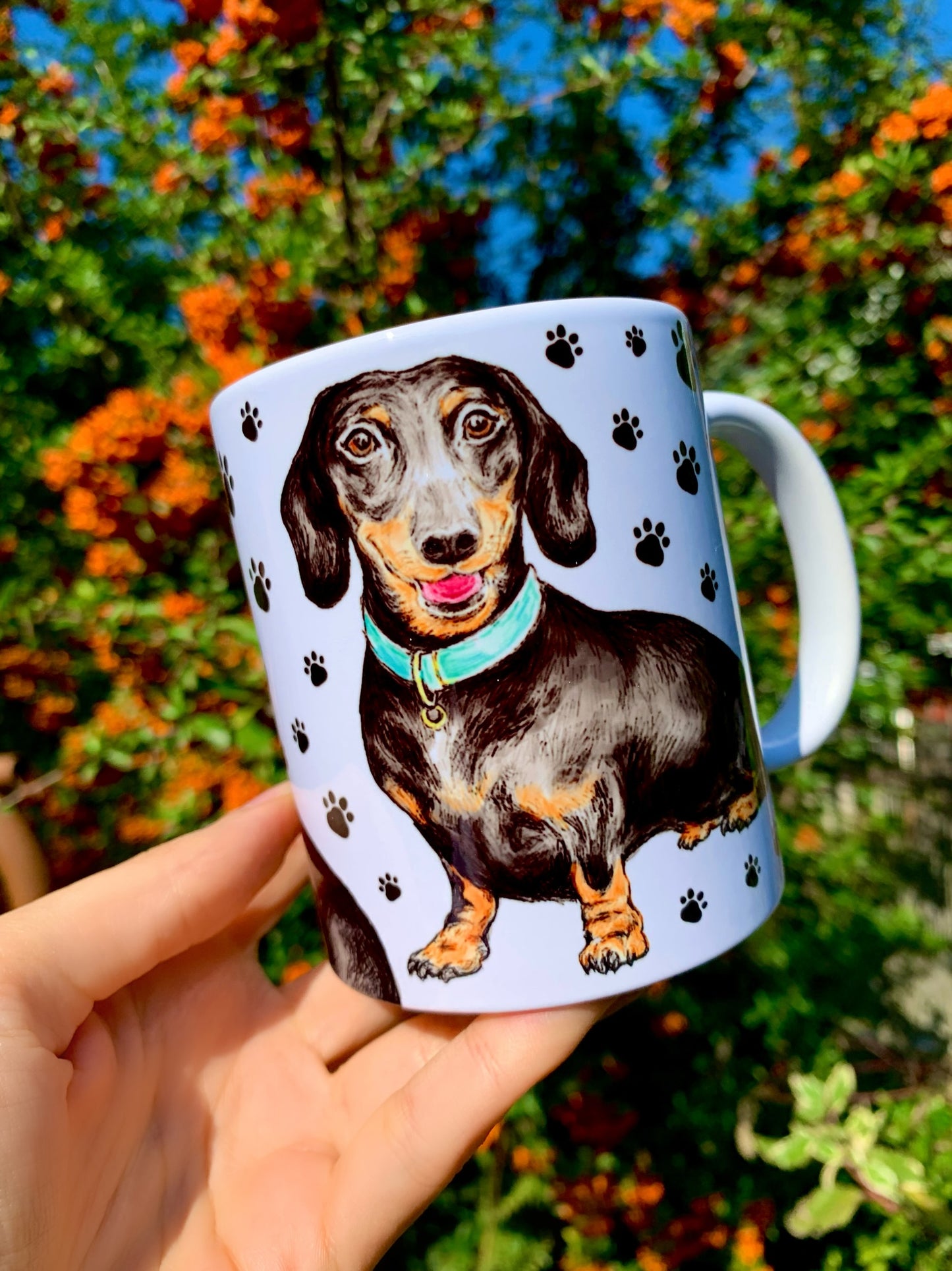 Black and Tan Dachshund mug - Cser Tacskó bögre - Mancs mintával - Kerámia