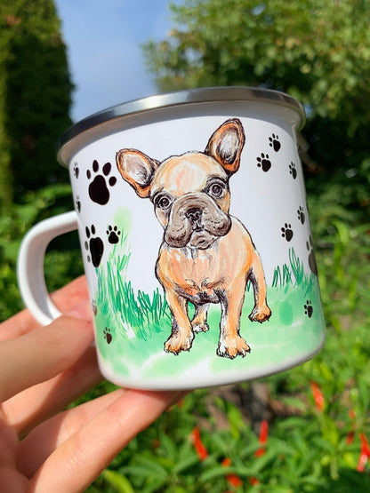 French Bulldog bögre - Barna Francia Bulldog bögre - Álló francia Bulldog Mintával