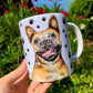 French Bulldog mug - Barna Francia Bulldog bögre - Mancsos mintával - Kerámia