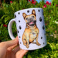 French Bulldog mug - Barna Francia Bulldog bögre - Mancsos mintával - Kerámia