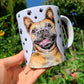 French Bulldog mug - Barna Francia Bulldog bögre - Mancsos mintával - Kerámia