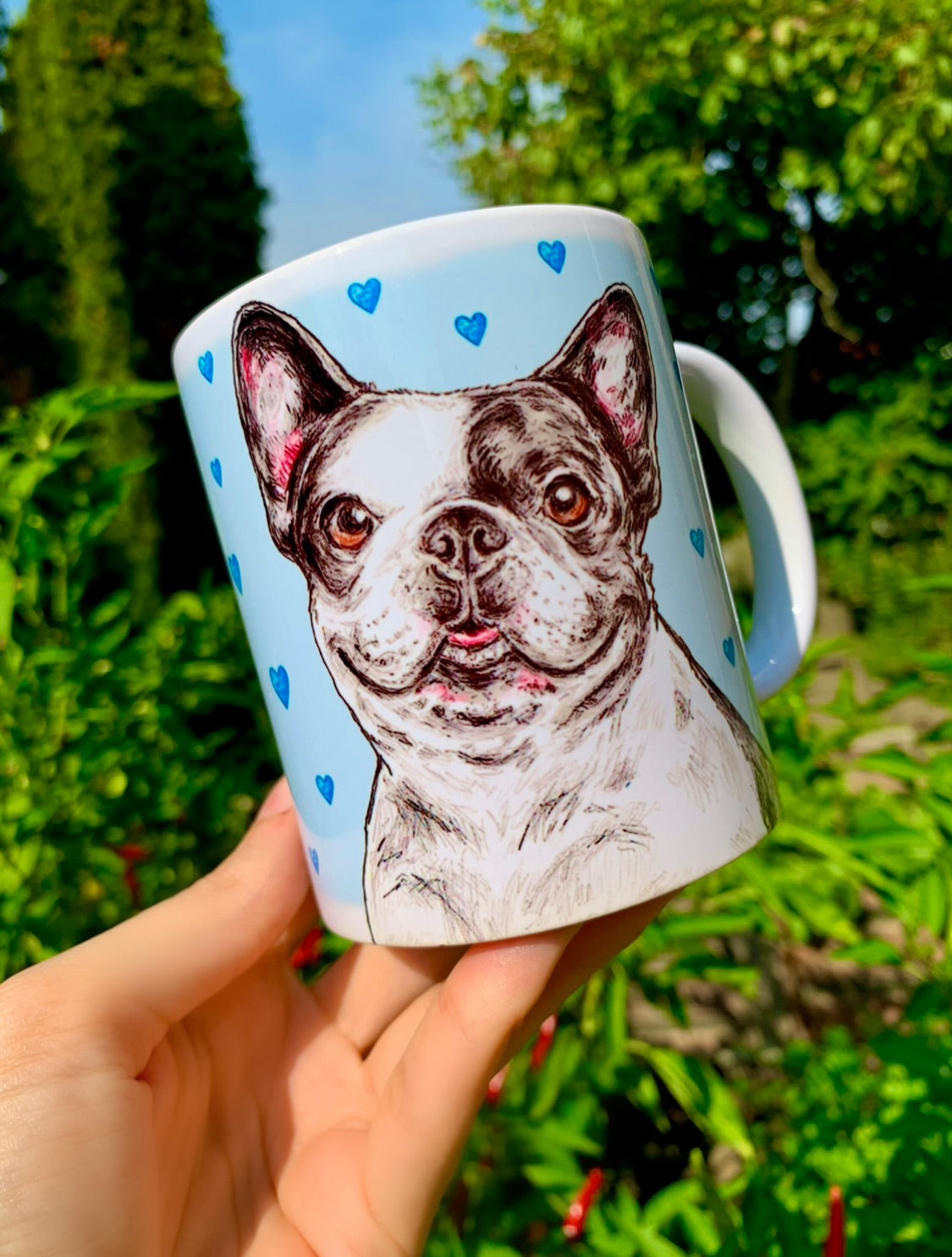 French Bulldog mug - Francia Bulldog bögre - Szív mintával - FÉM vagy KERÁMIA