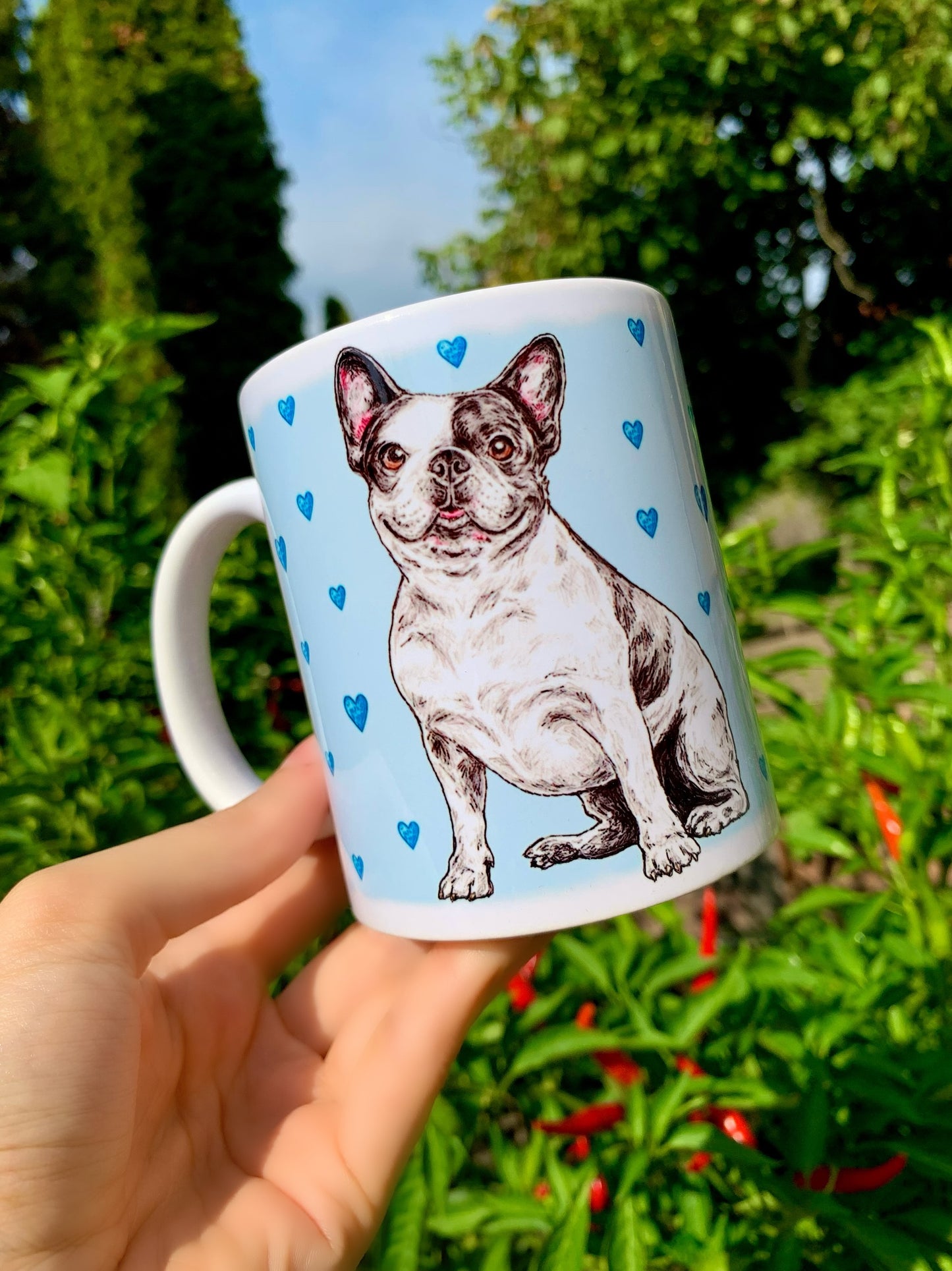 French Bulldog mug - Francia Bulldog bögre - Szív mintával - FÉM vagy KERÁMIA