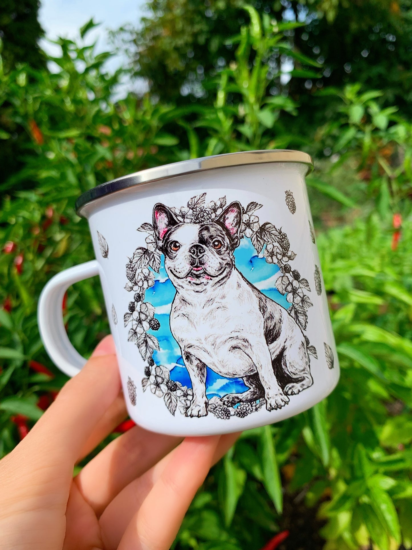 French Bulldog mug - Francia Bulldog bögre - RÓZSASZÍN vagy KÉK mintával