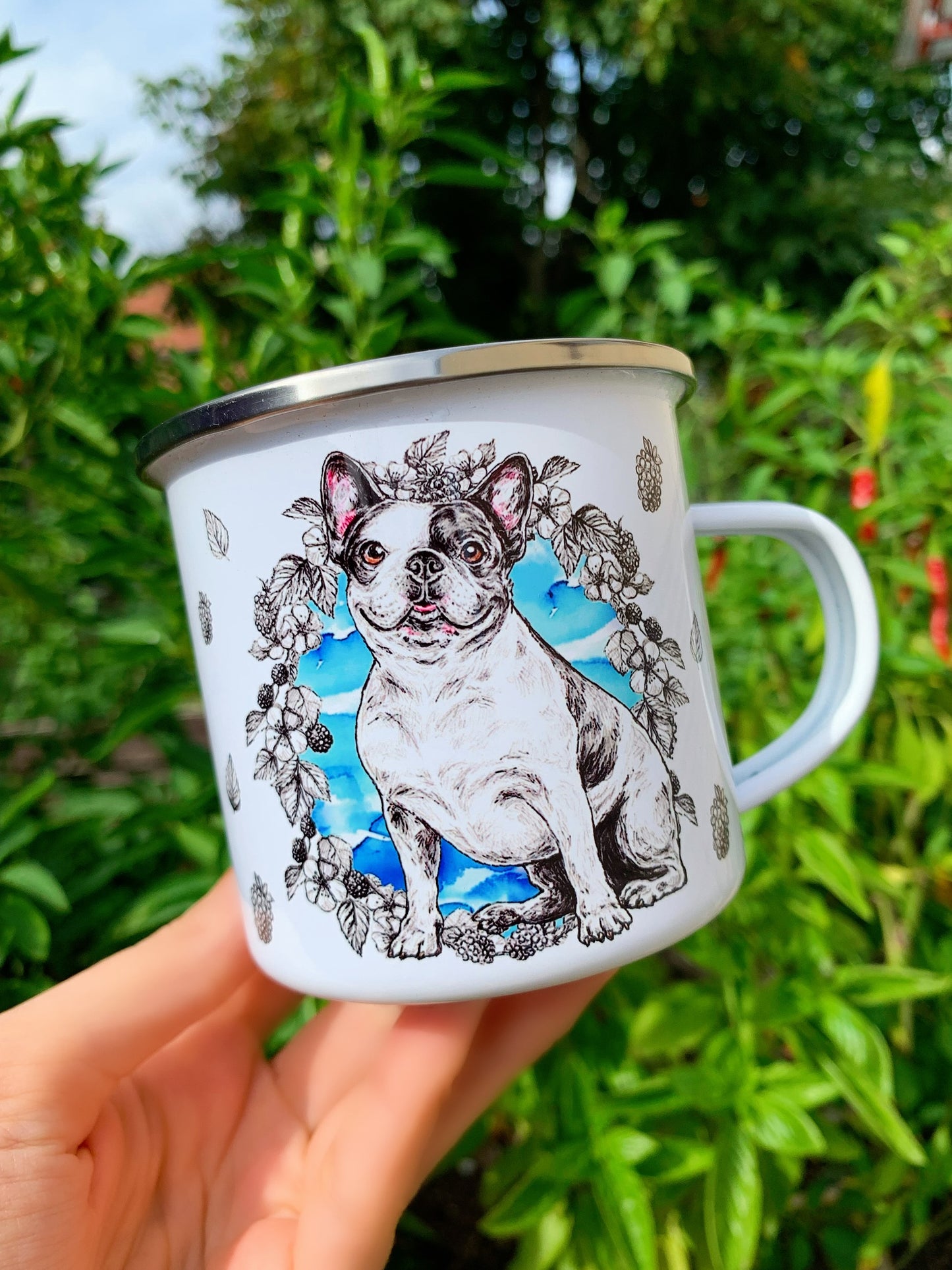 French Bulldog mug - Francia Bulldog bögre - RÓZSASZÍN vagy KÉK mintával