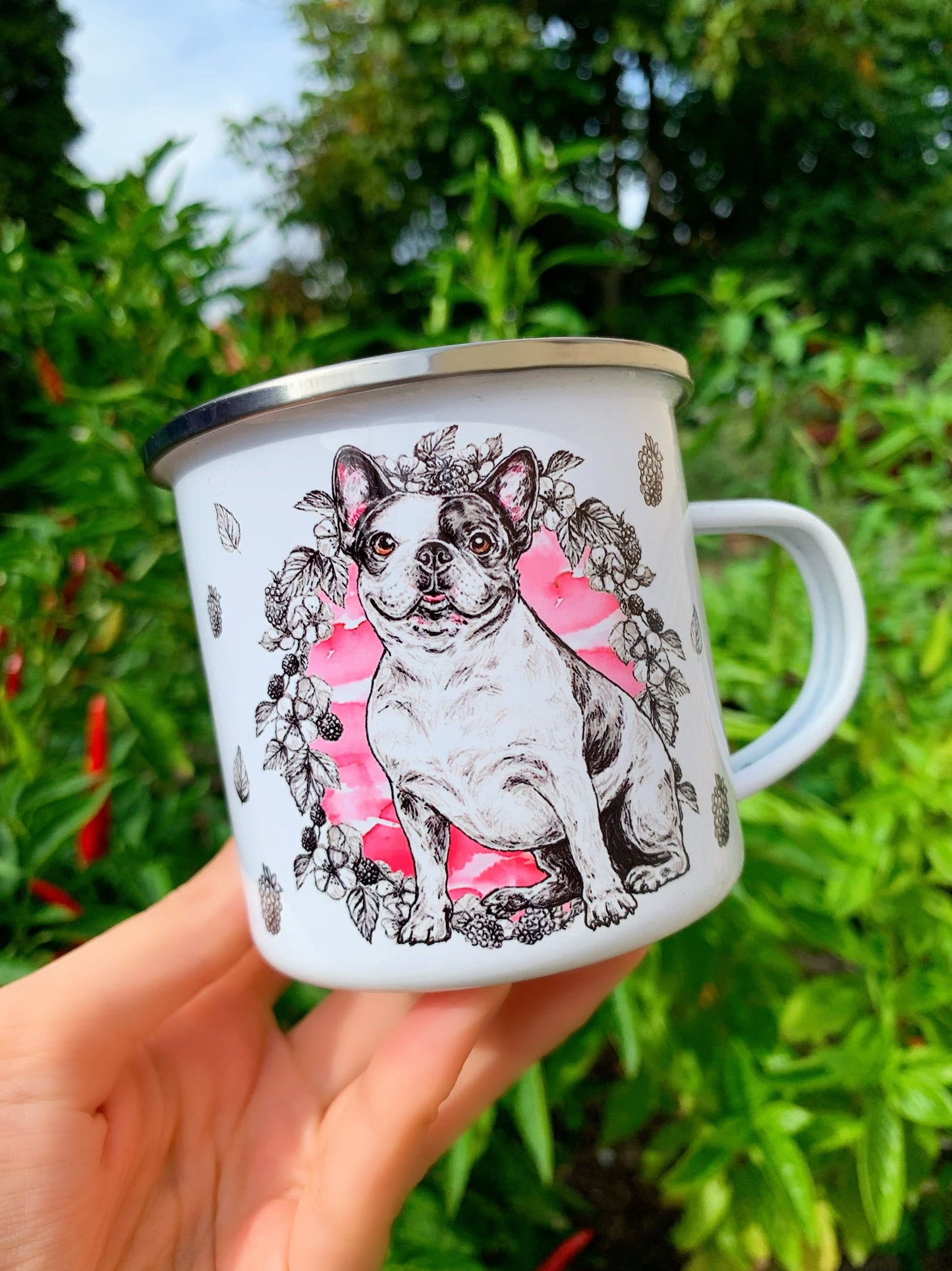 French Bulldog mug - Francia Bulldog bögre - RÓZSASZÍN vagy KÉK mintával