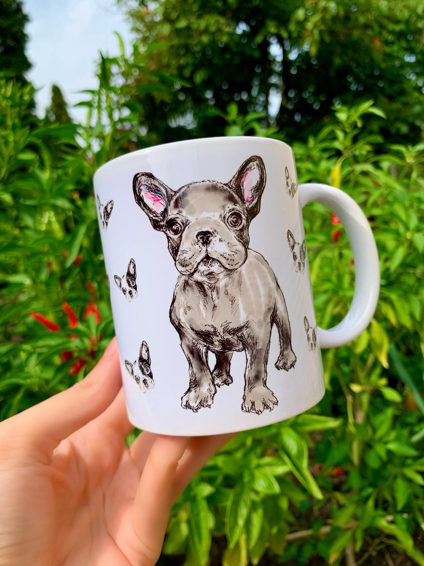 French Bulldog mug - Szürke Francia Bulldog bögre - Választható 2 féle Bulldog mintával