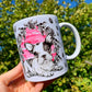 French Bulldog mug - Francia Bulldog bögre - Rózsaszín gyümölcsös mintával